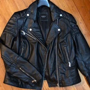 Barneys Originals black leather biker jacket
